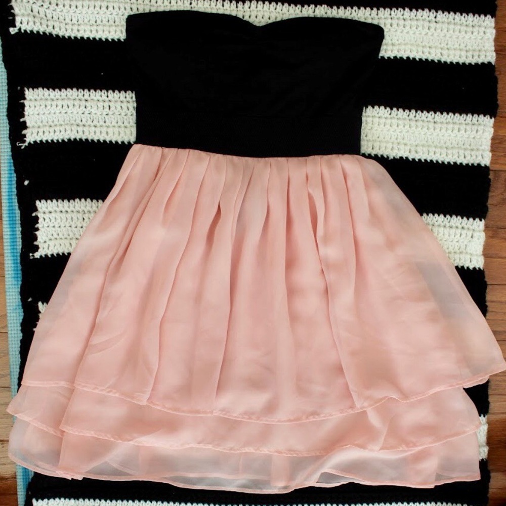 Strapless Wet Seal Pink & Black Dress